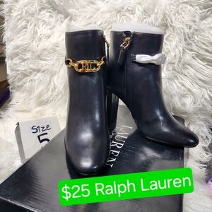 Ralph Lauren Black Leather Ankle Boots